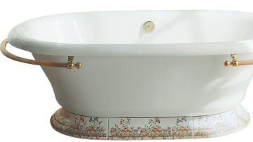 科勒卫浴产品推荐-艺术产品系列-English Trellis™ 浴缸底座（右图为搭配700T-0温蒂斯铸铁浴缸效果）K-14209-FL