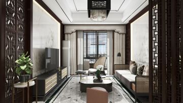 万家乐全屋定制-定制新中式客餐厅 古色今香
