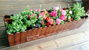 厂家定制批发阳台园艺饰品 环保实木长方形花盆 防腐木花槽户外花箱